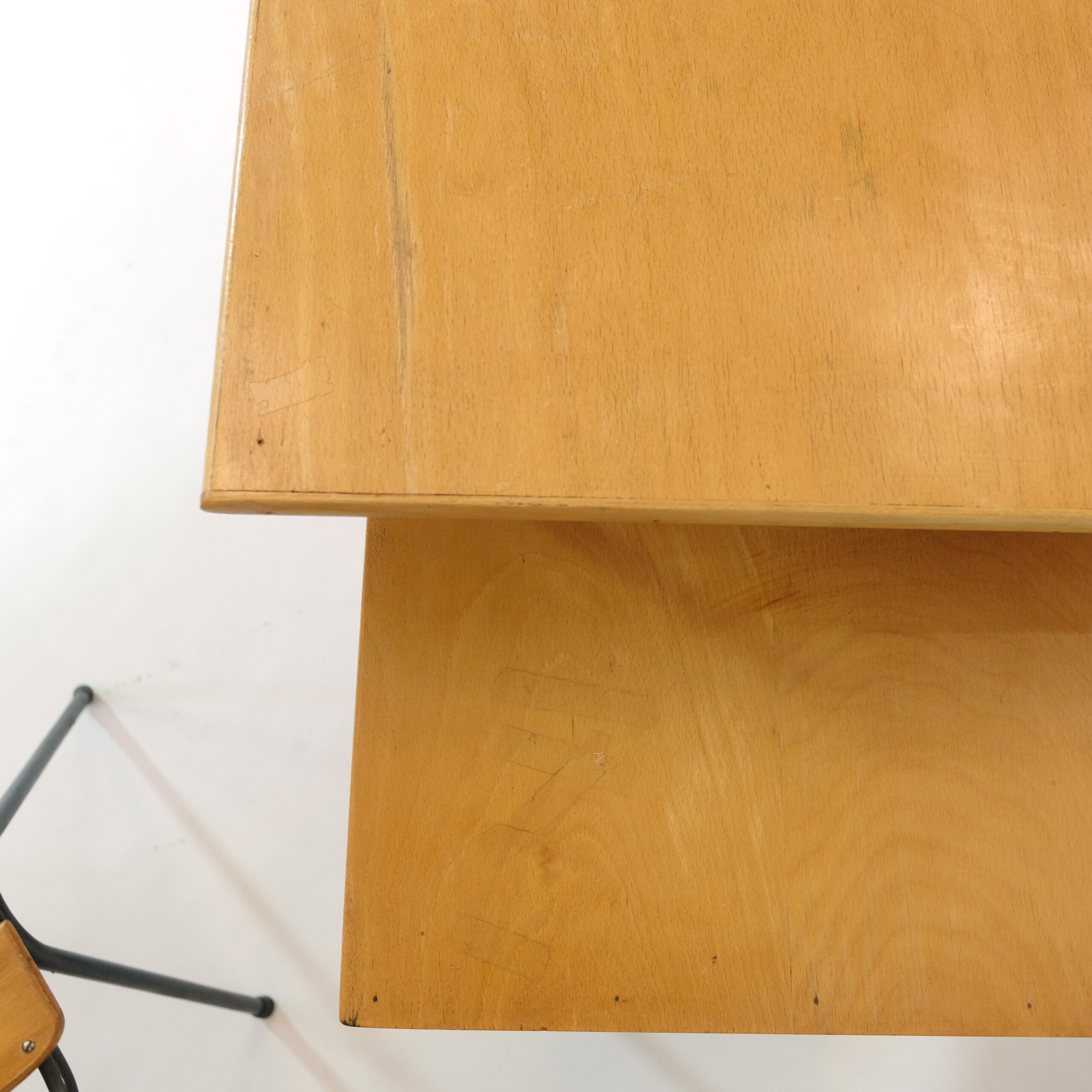 Wooden school desk and chair