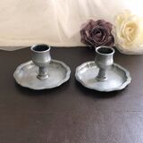 Pair of pewter table candlesticks