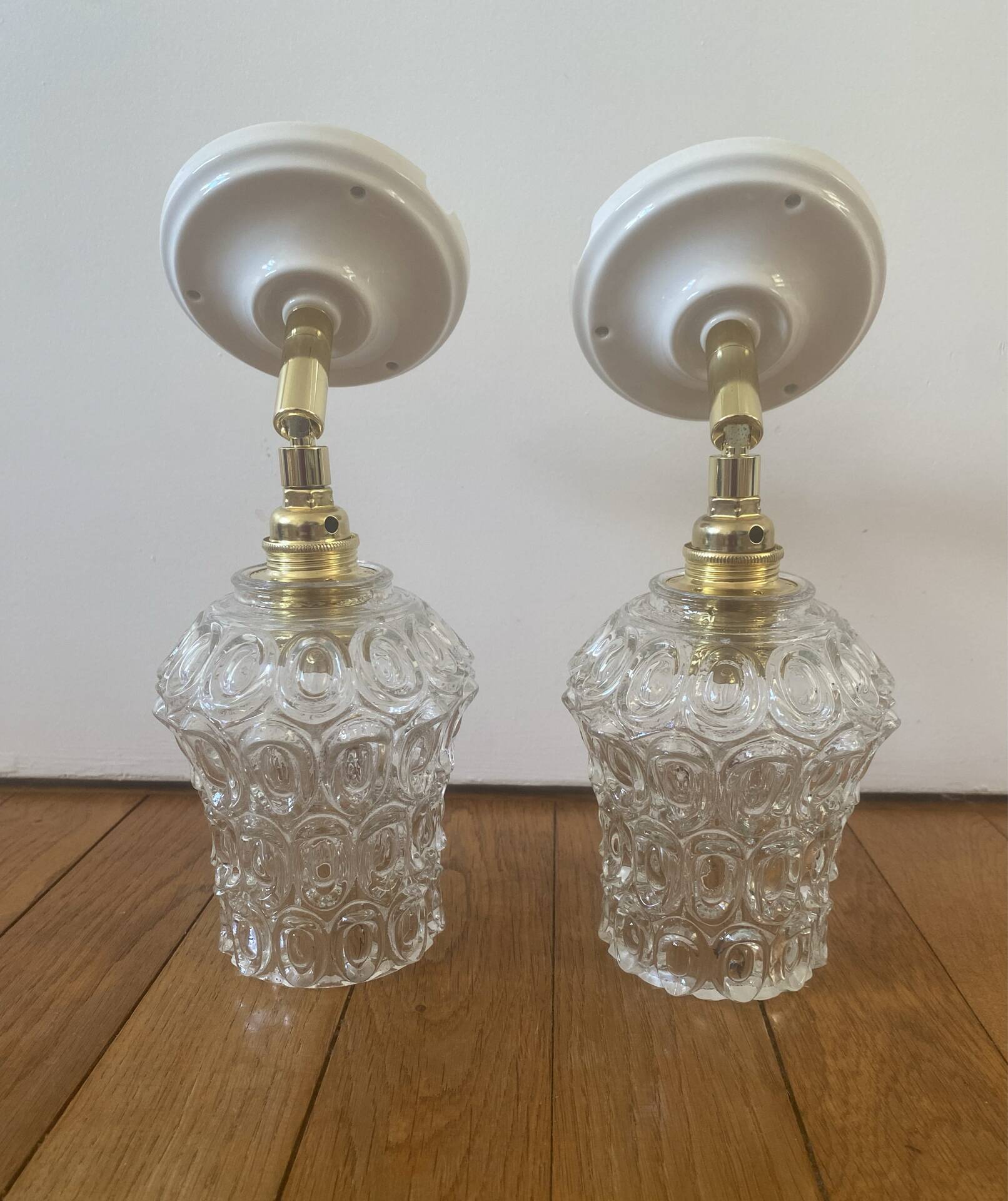 Pair of vintage glass globe wall lights