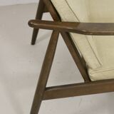 Scandinavian armchair 1960 curved armrests.