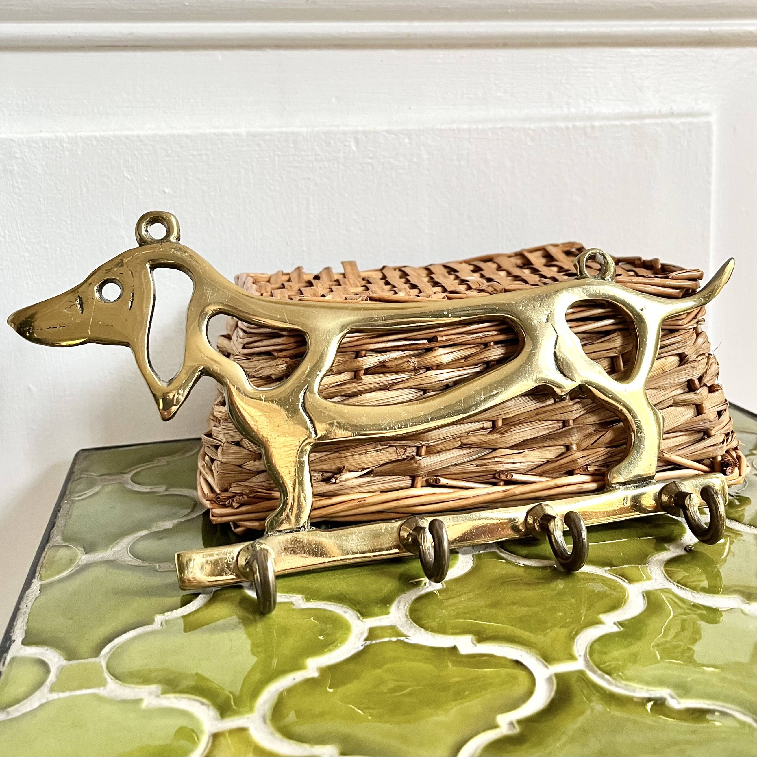 Patère anglaise en laiton chien