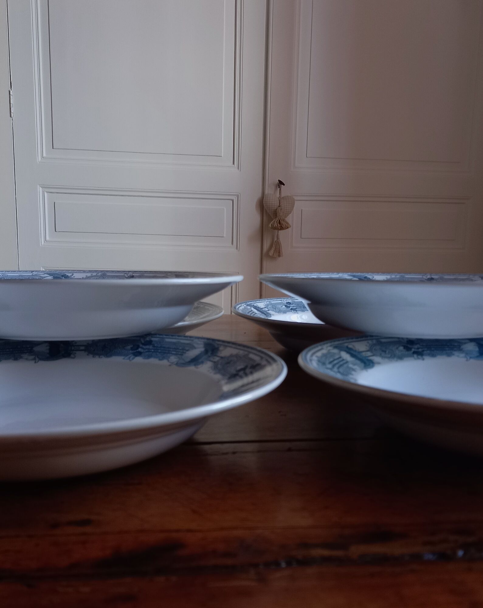 6 old hollow earthenware plates Terre de Fer Massena Creil Montereau (ø 25 cm)