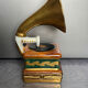Gramophone record player with Limoges horn