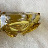 Cendrier vintage en verre bicolore jaune