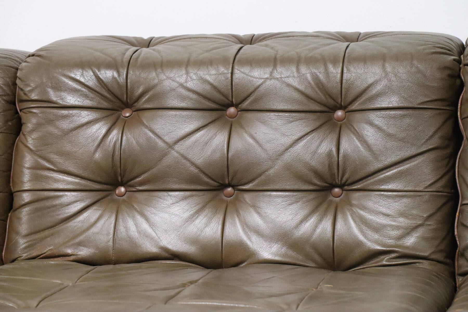 Vintage modular patchwork leather sofa, 1970s