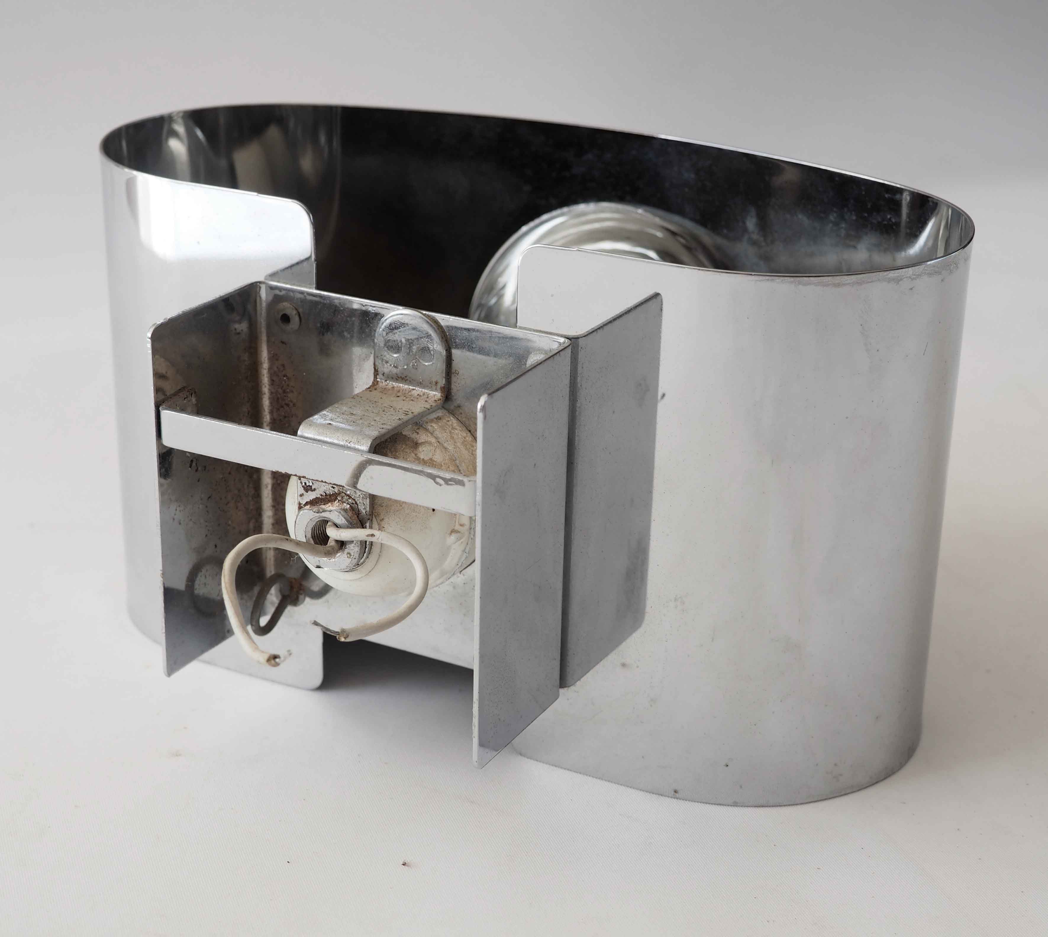 Stainless steel wall lamp space age 1970