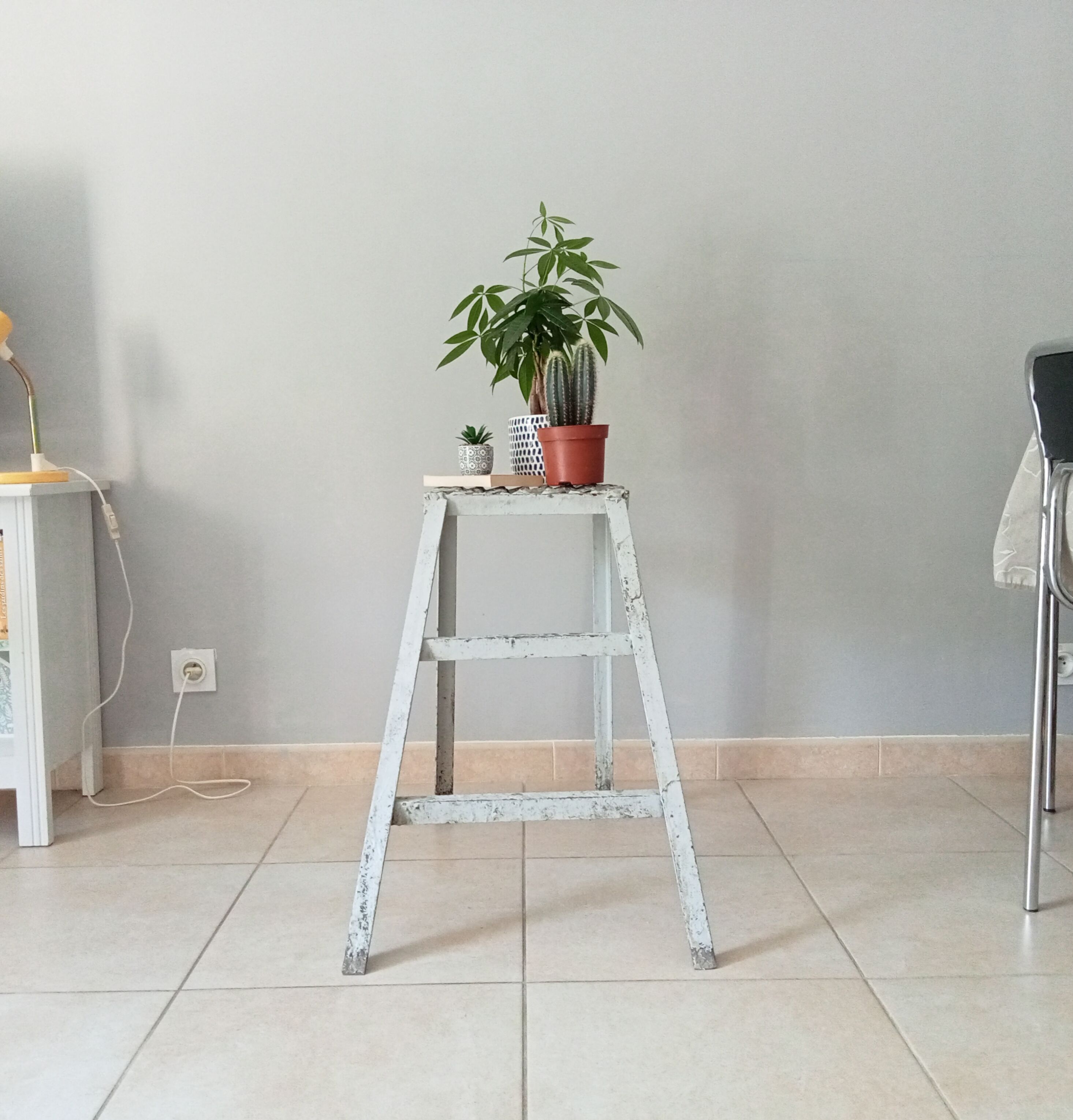 Vintage workshop metal stepladder