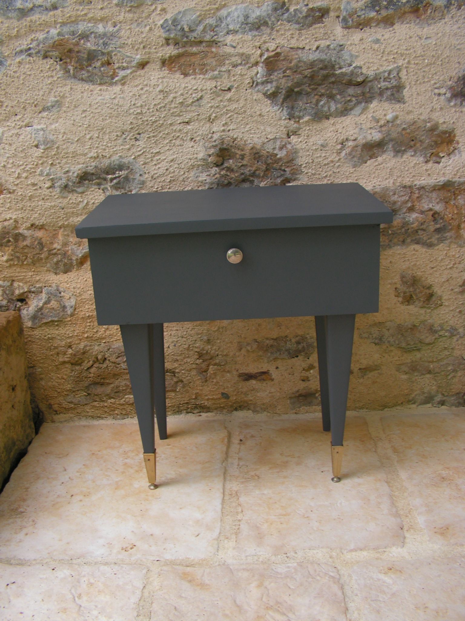 Grey vintage bedside table