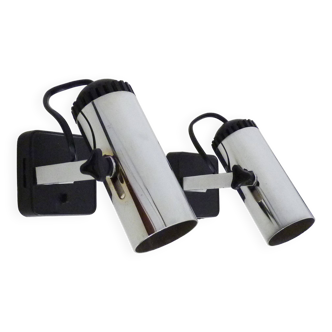 Pair of Targetti style adjustable spotlight wall lights from the 1970s