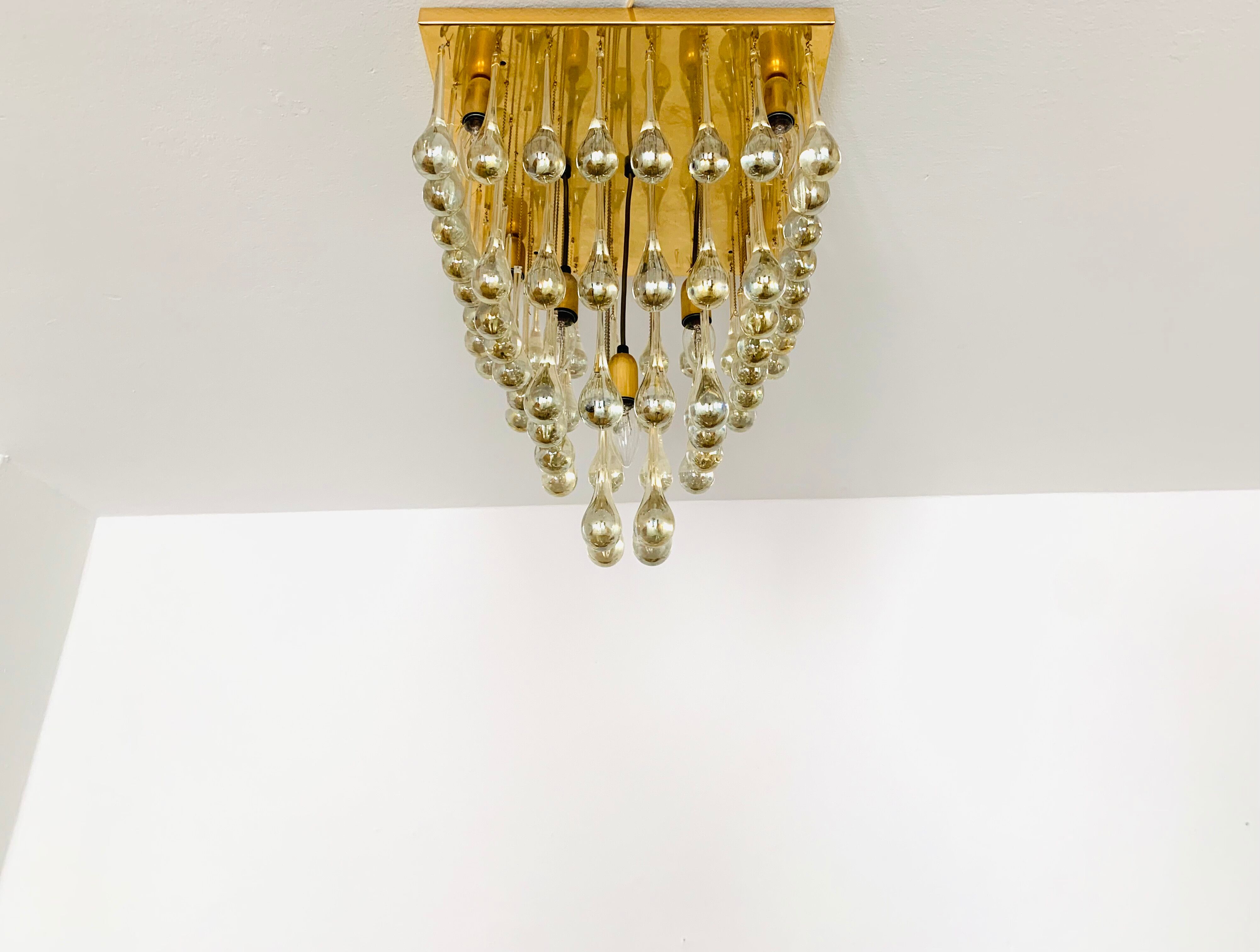 Chandelier en verre Flush par Ernest Palme