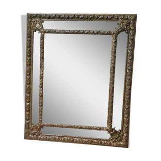 Ancient wood and brass mirror 74x61cm