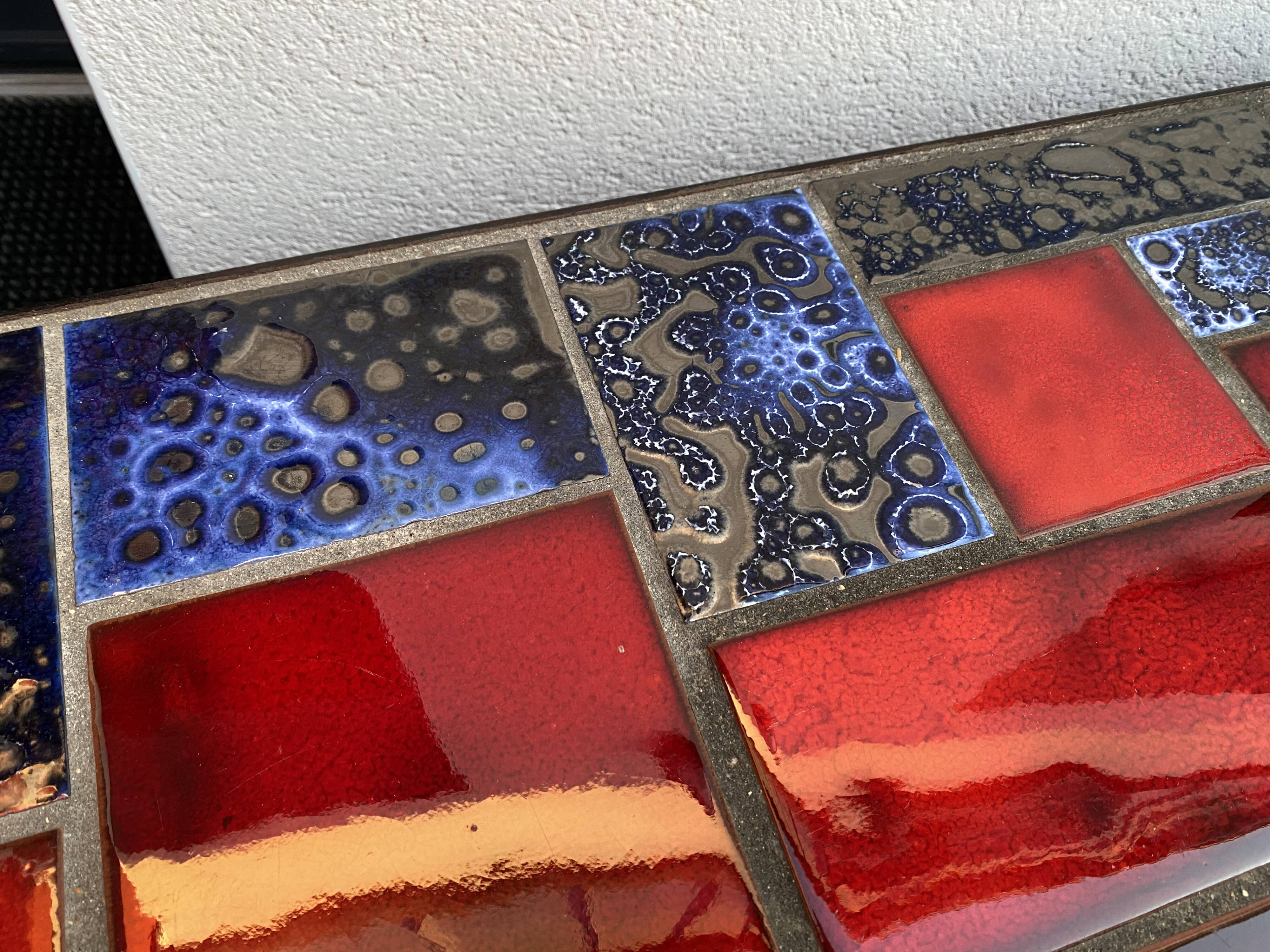 Ceramic Carreaux coffee table De Lava enamelled 50-60 years