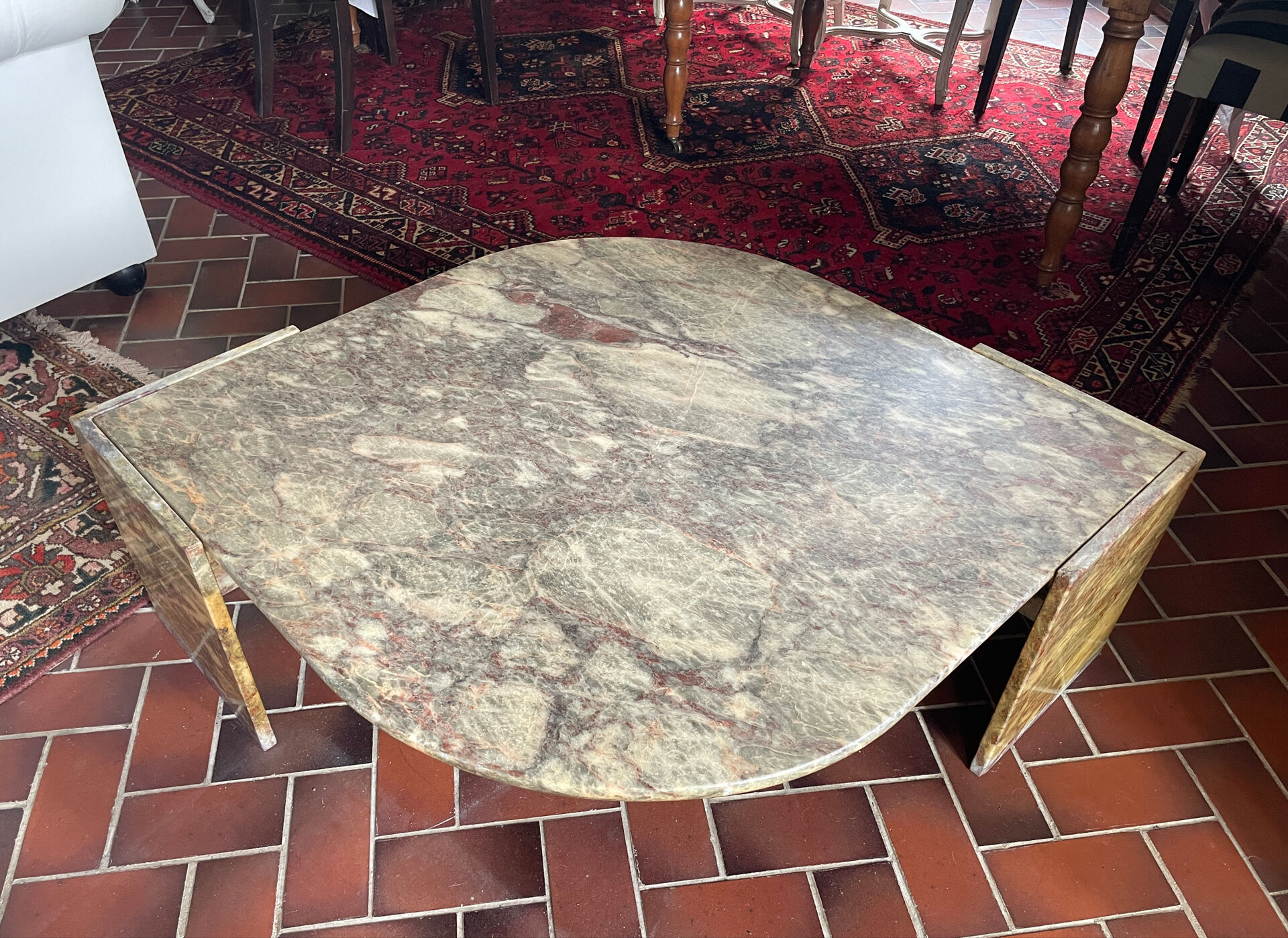 1970s marble eye-shaped coffee table