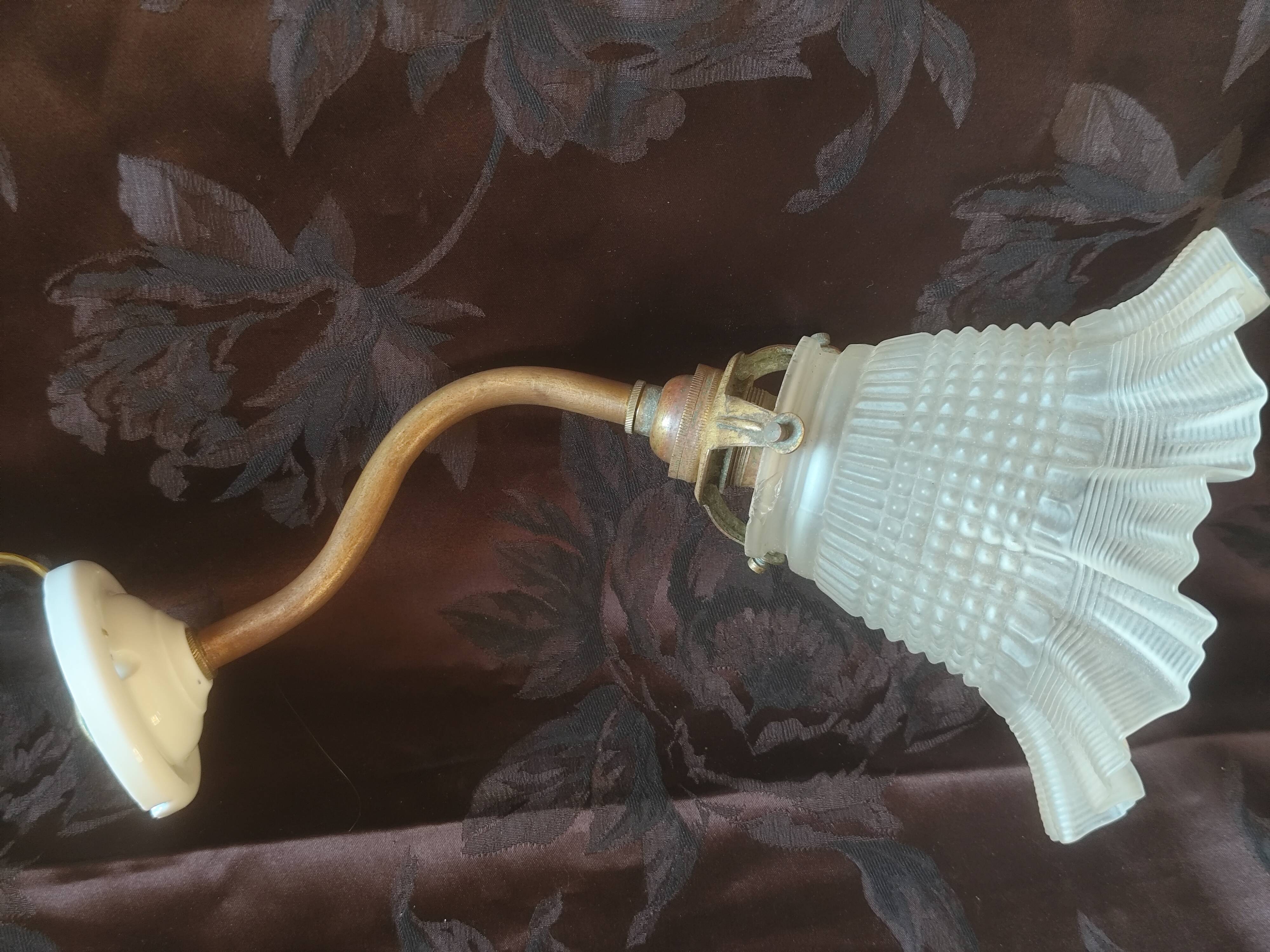 Swan neck and tulip glass wall light, porcelain lamp