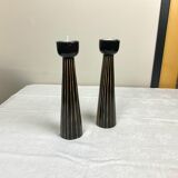 Pair of wooden candle holders