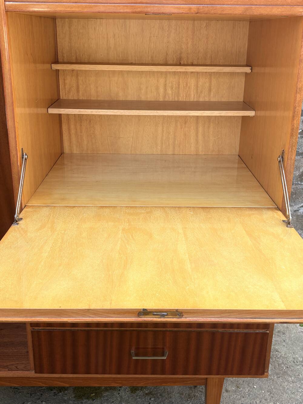 Vintage 1950s combined wardrobe in varnished mahogany – Scandinavian