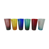 6 verres en verre soufflé des années 50