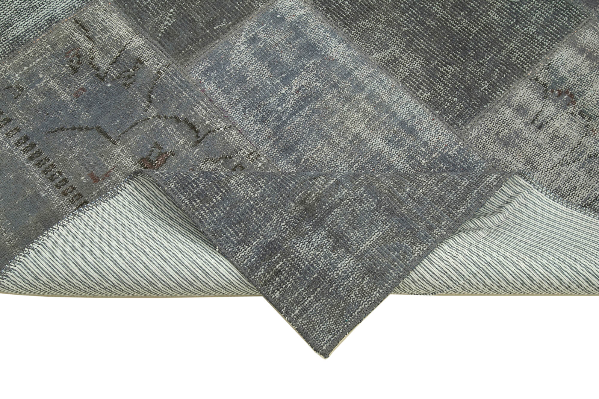 Handwoven turkish contemporary 198 cm x 300 cm grey patchwork carpet