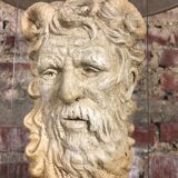 Neoclassical lamp face of the god Pan on Mount Altuglass and 50'S gold metal