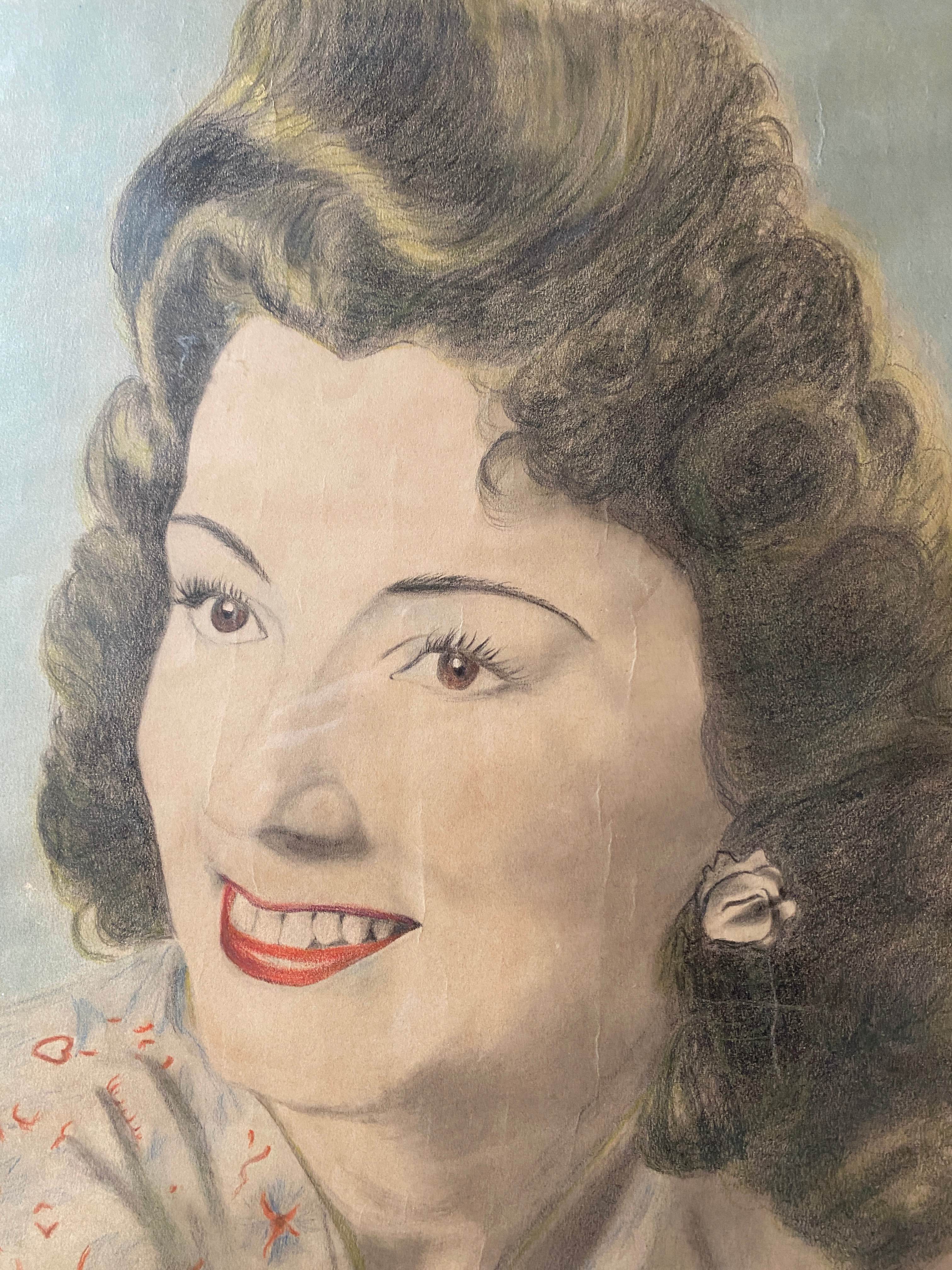 Painting "Portrait of a woman" circa 1945 signed Piero Cirio