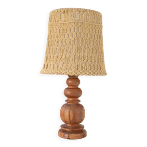 Lampe bois tourné et - crochet