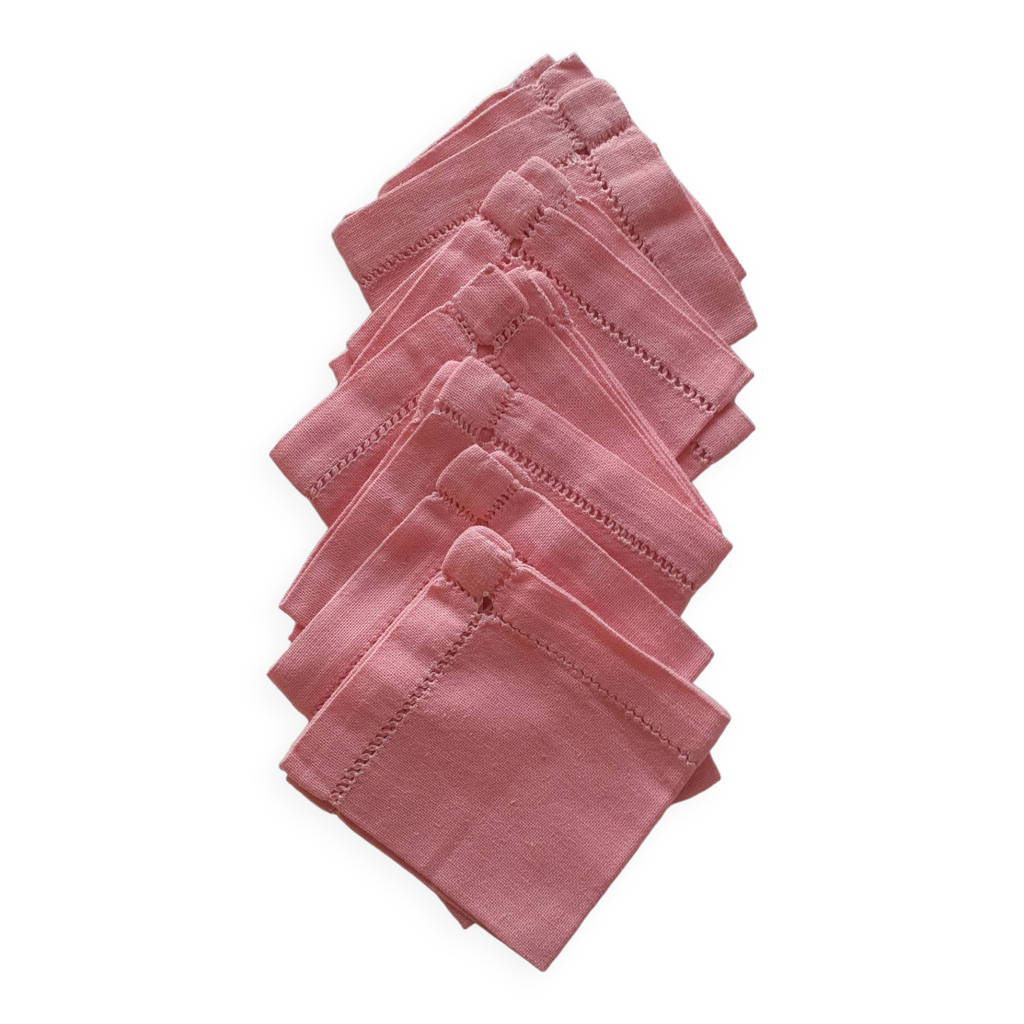 6 small pink napkins. Handmade day entourage.