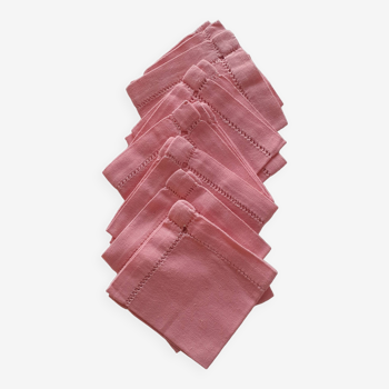 6 small pink napkins. Handmade day entourage.