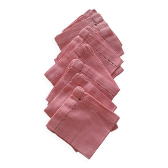 6 small pink napkins. Handmade day entourage.