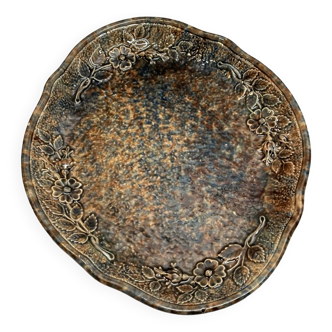 Large brown flowered dish