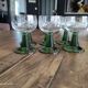 Set of 6 Alsatian wine glasses in chiseled crystal with green turned foot