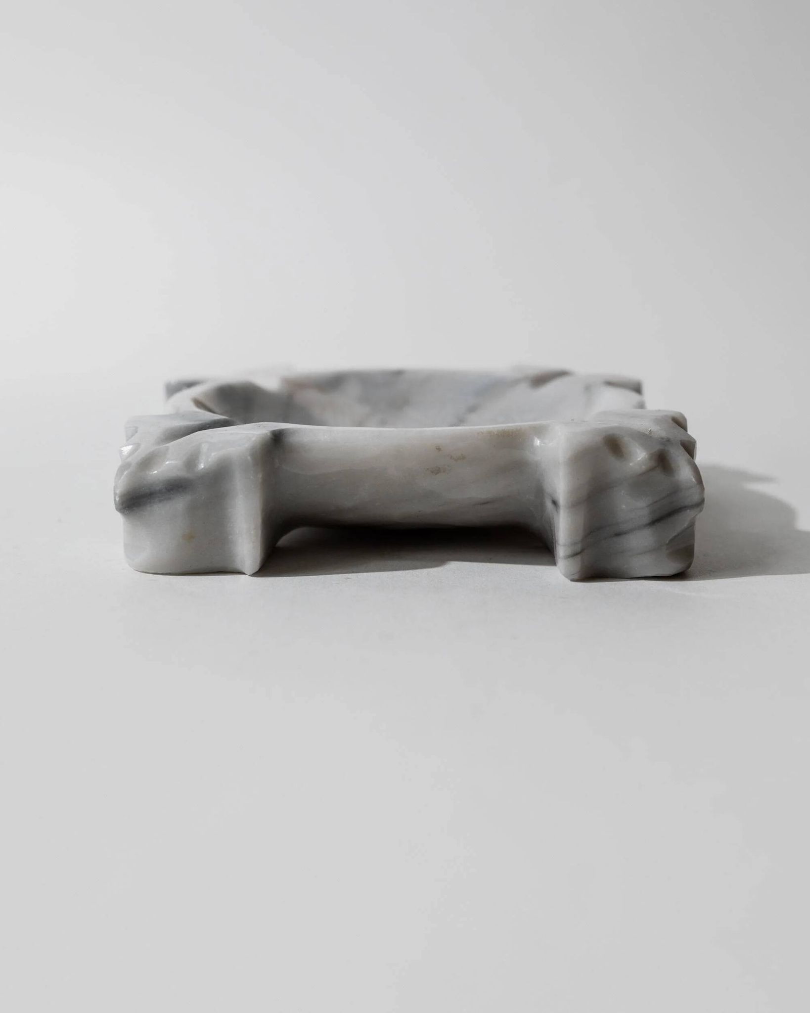 Vintage Mexican marble ashtray from the 1970s, engraved Aztec pattern.