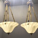 Italian Murano glass light pendants, 1980s, set of 2