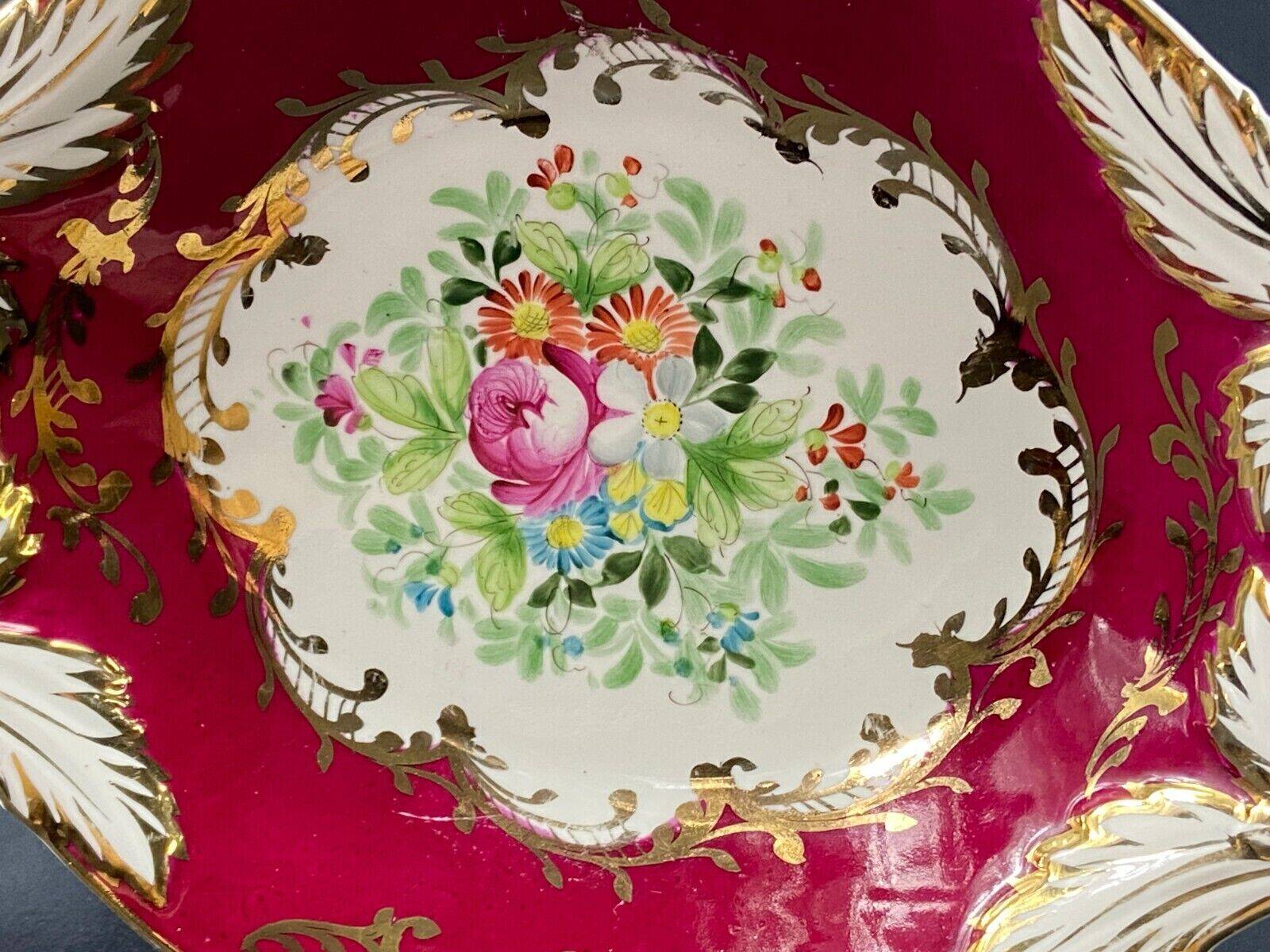 Oblong dish in Paris Sèvres porcelain with Louis XV style floral decoration