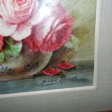 Tableau aquarelle encadrée sous verre  signée Madeleine Renaud