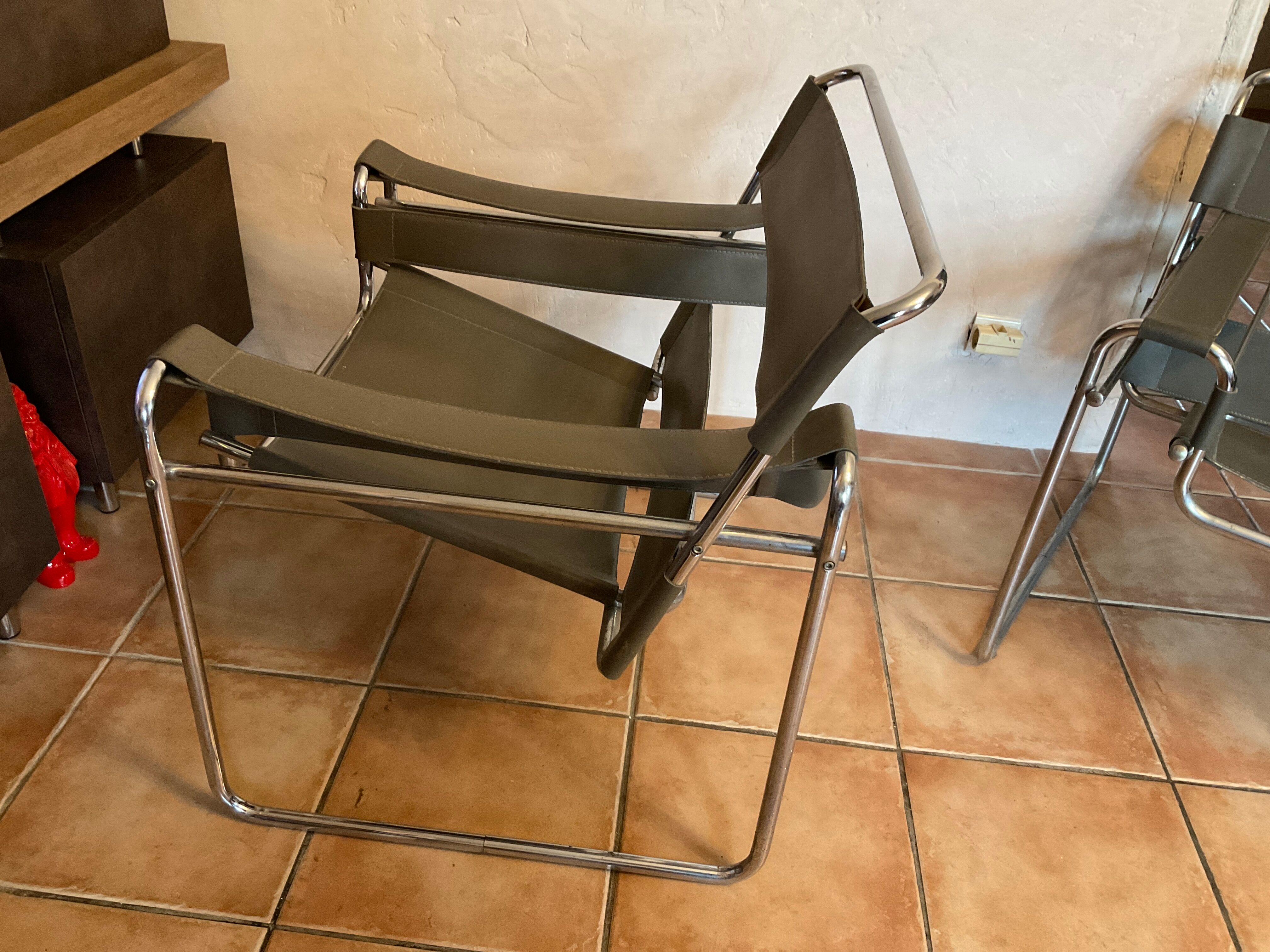 Pair of vintage armchairs B3 vassily by Marcel breuer at the bauhaus circa 1980