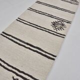 Vintage White Antique Hemp Kilim Runner sku3885