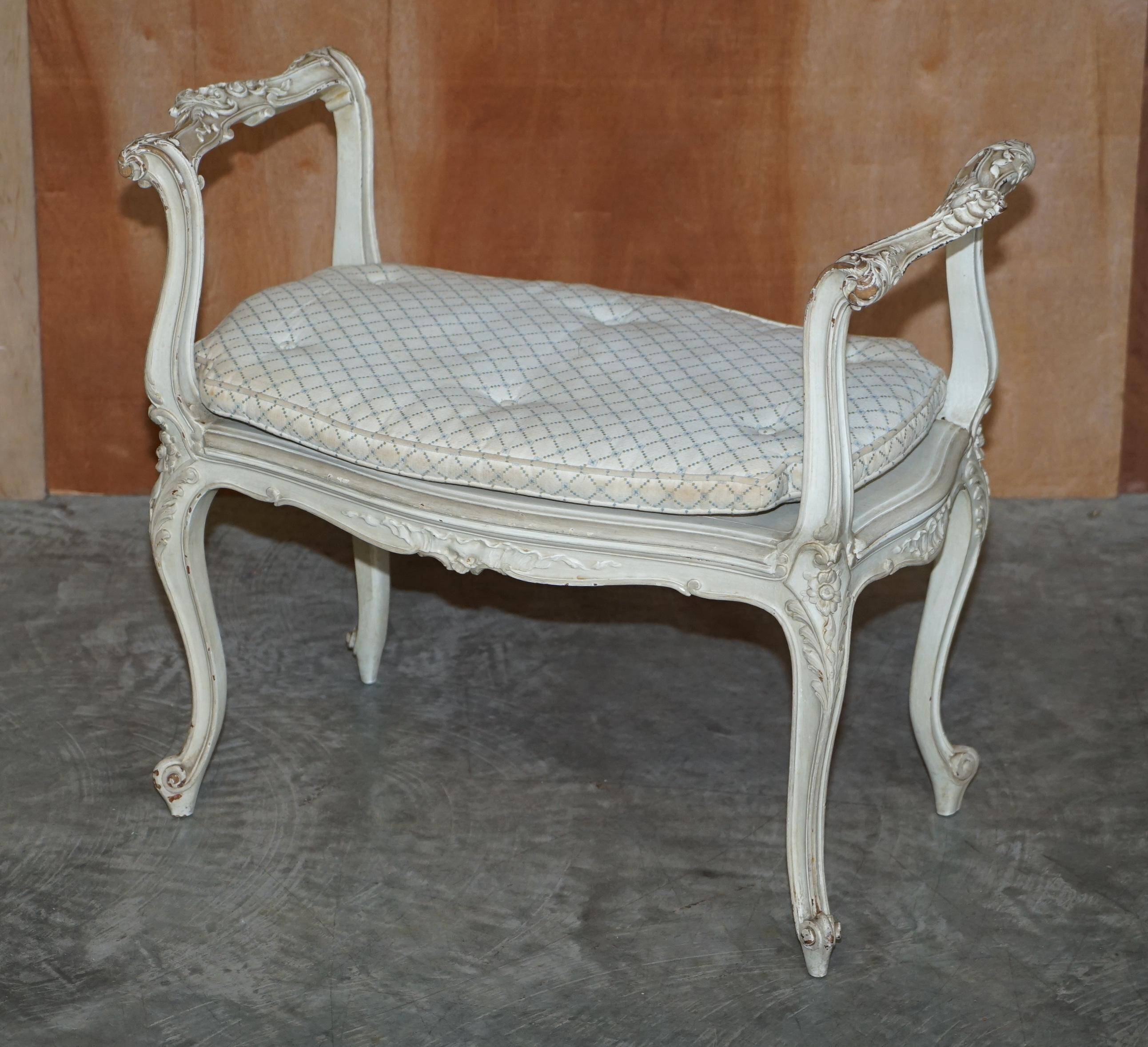 Antique Louis XV style flat desk painted with stool.