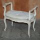 Antique Louis XV style flat desk painted with stool.