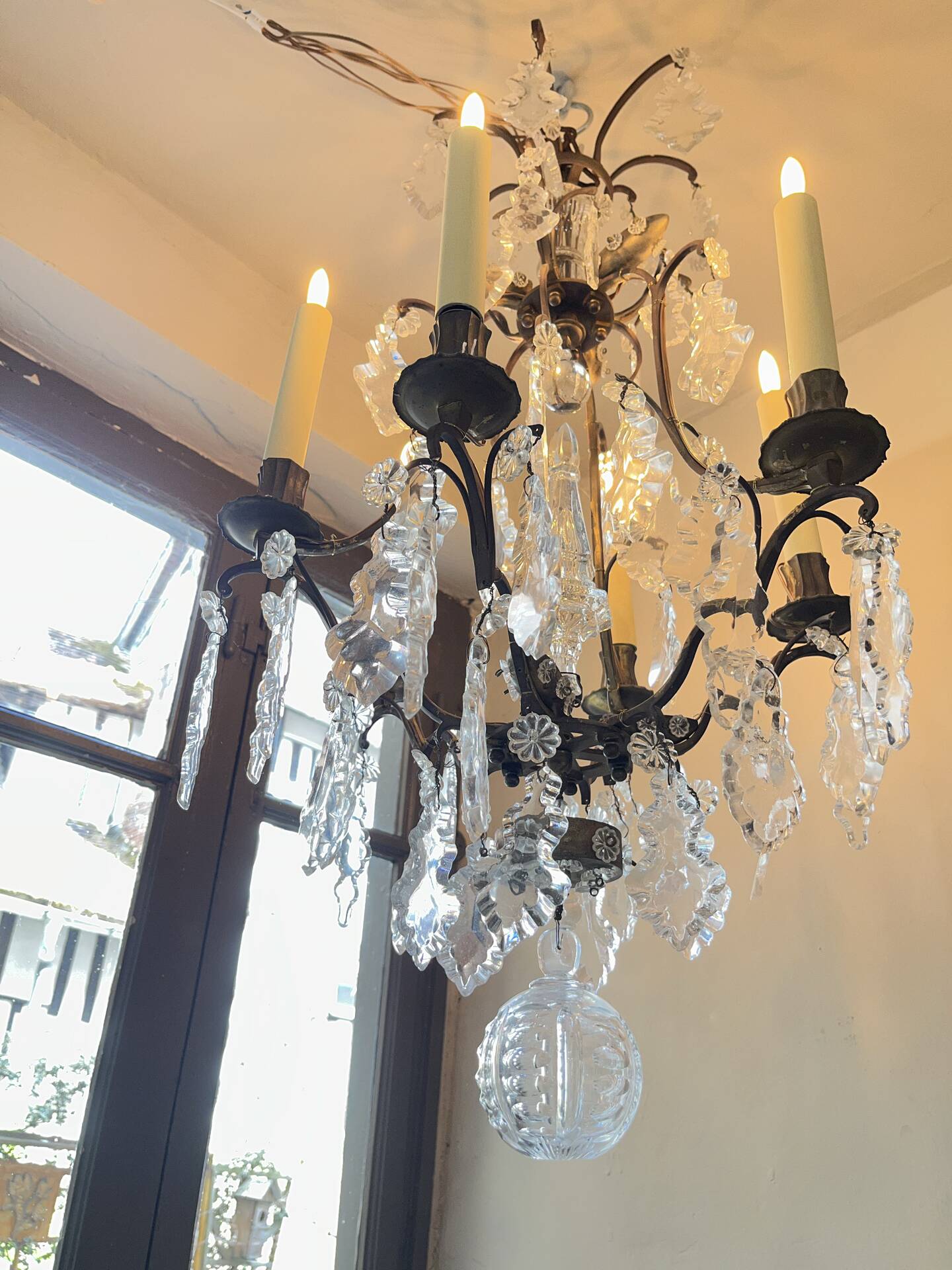 Lustre à pampille  cristal 19 eme