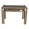 Paire de tables basses gigognes en métal doré effet bambou