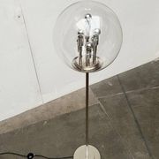 Spherical chrome and glass planetary floor lamp from the mid-century German space age by Doria Leuchten, 1960s.