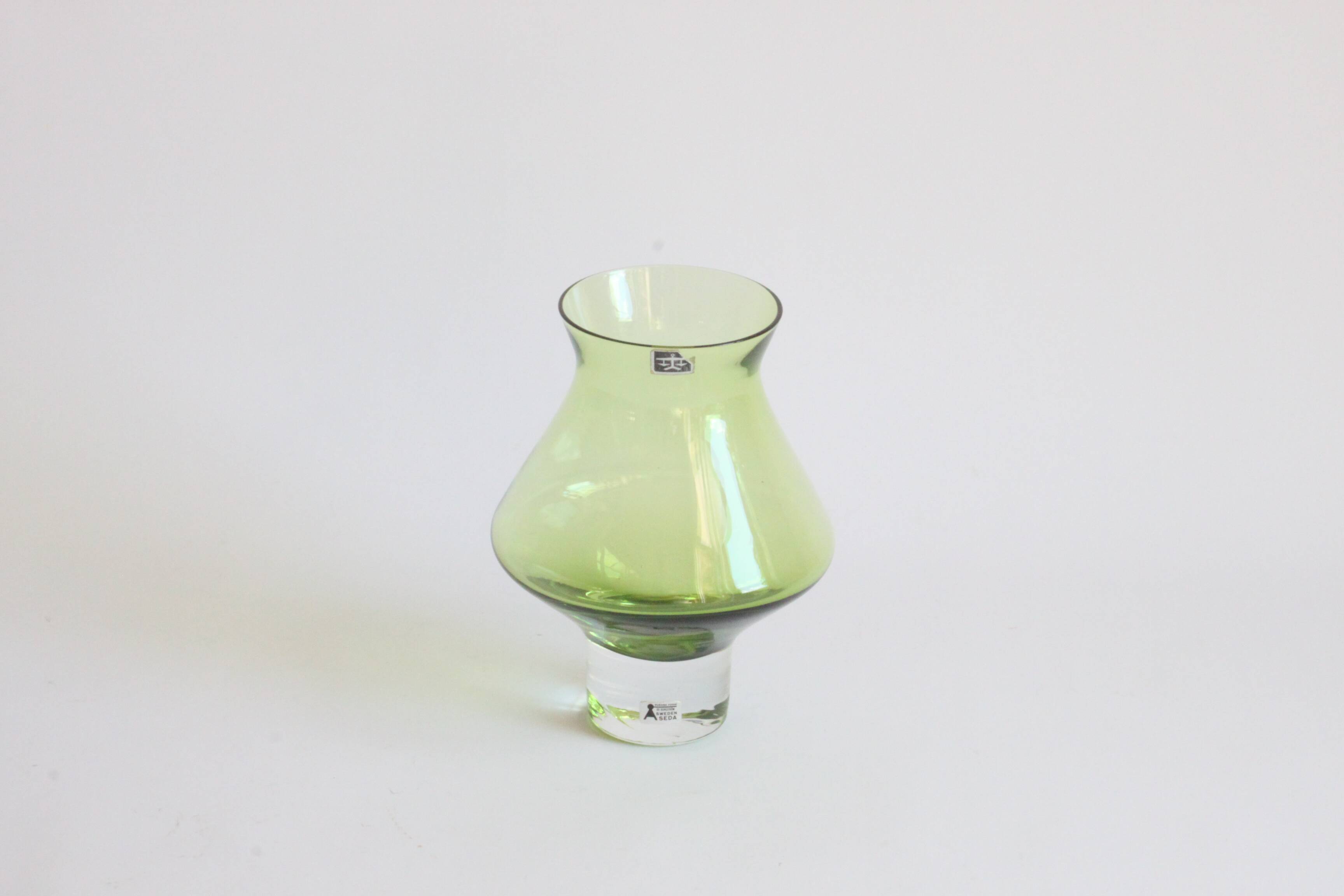 Space age green vase by Bo Borgstrom for Aseda Sweden 1960s