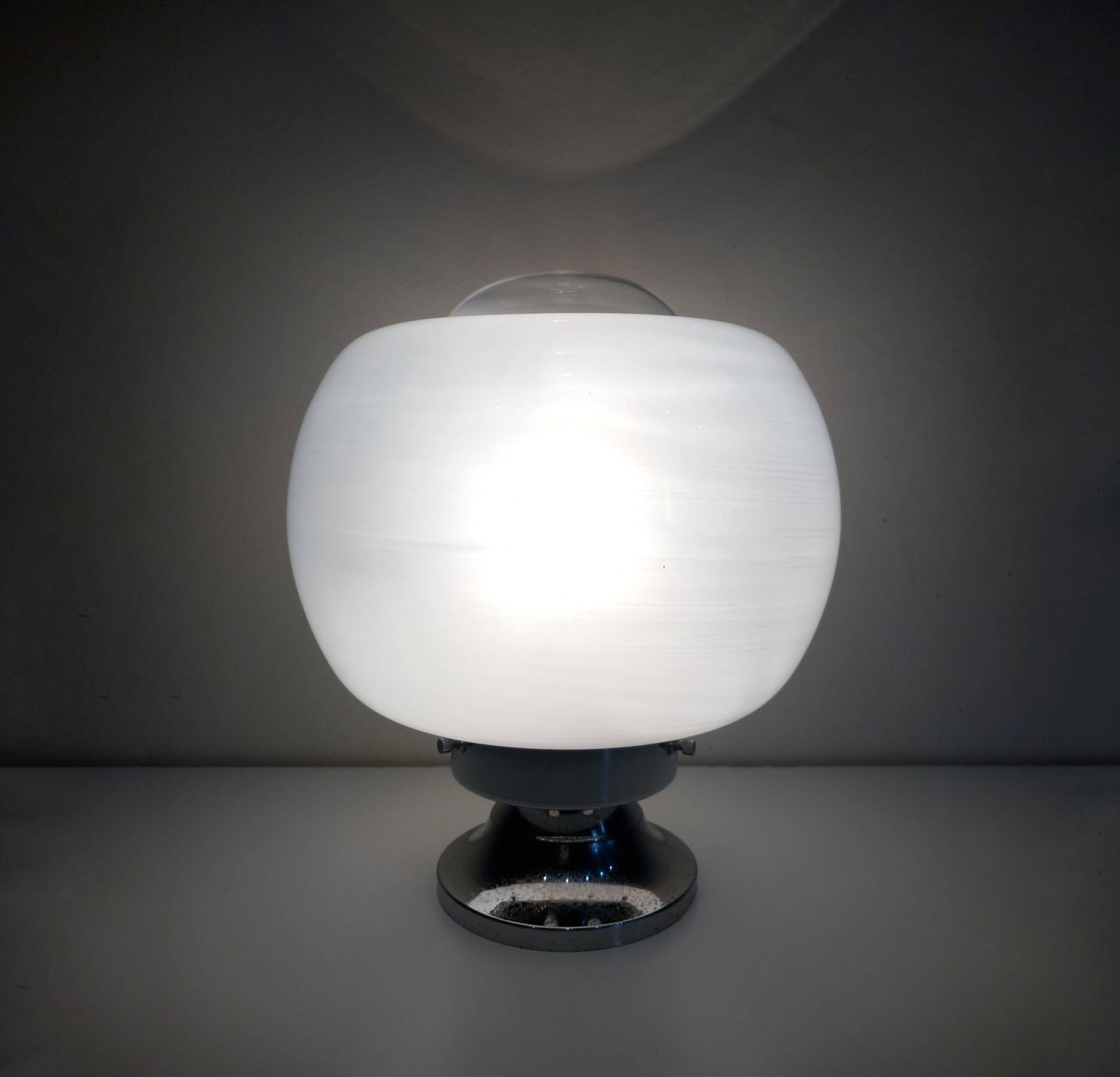 Vintage Table Lamp • Steel & Glass • Murano • Space Age • 1970