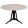 Mid-century modern round dining table in marble and ebony wood.