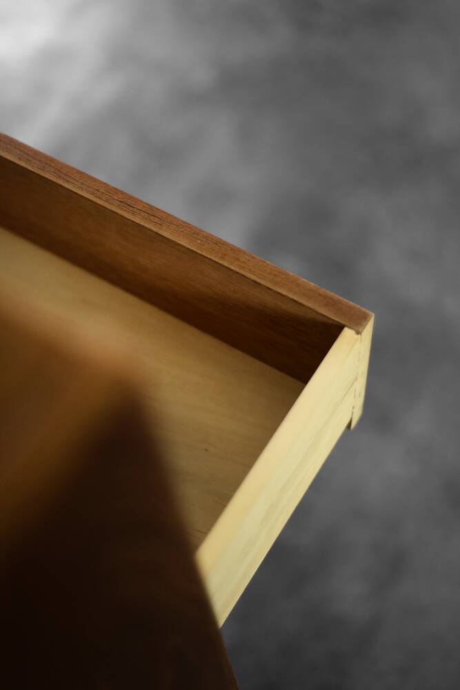 Mid-century modern Danish high chest of drawers in teak with brass handles, 1960s