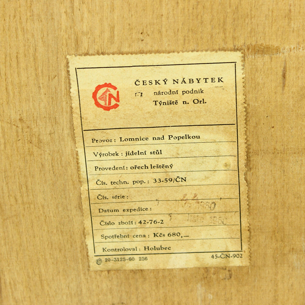 Extendable dining table by Cesky Nabytok, Czechoslovakia 1960