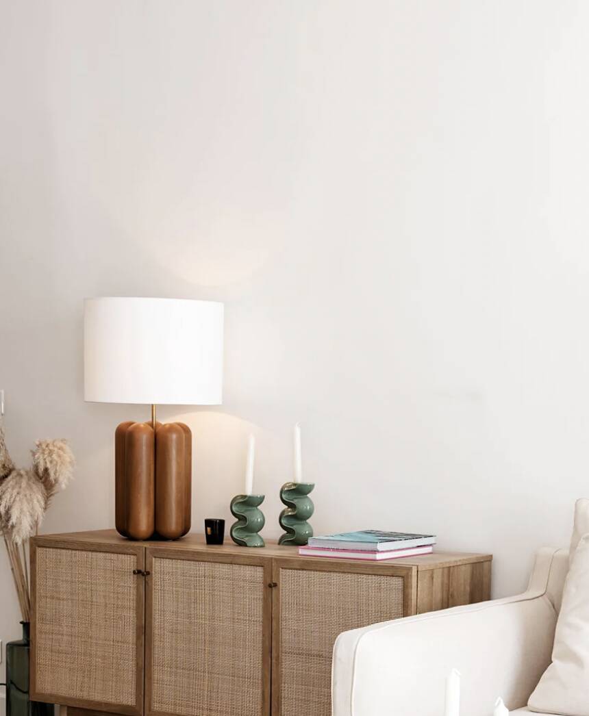 Duo of candle holders - ALMOND GREEN