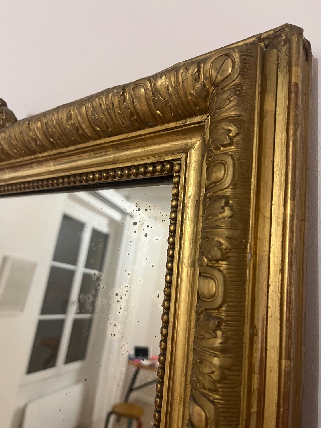 Large Louis Philippe mirror from the late 19th century, 195x117.