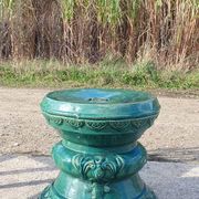 Chinese garden stool ceramic green glaze stoneware