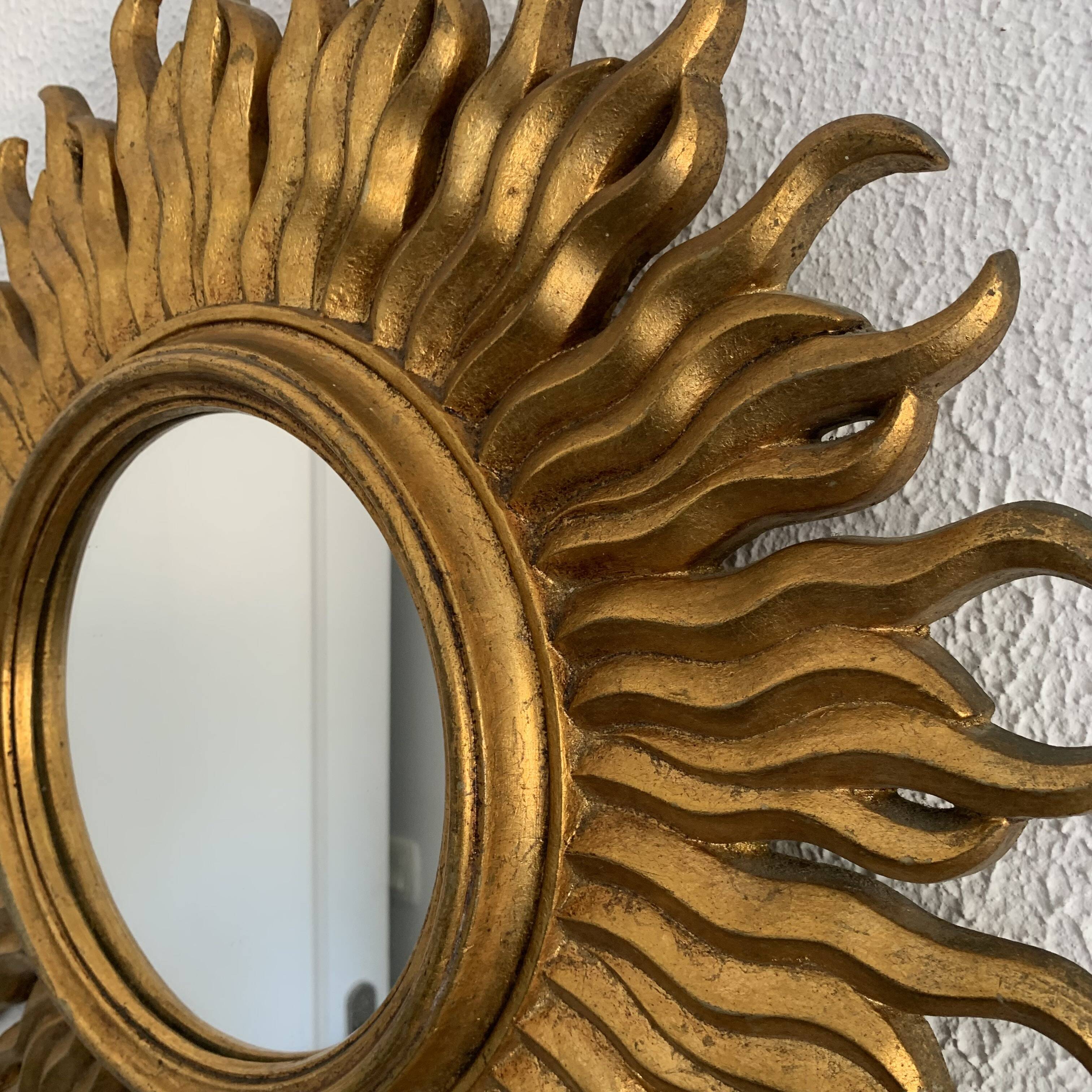 Vintage 1960s sun gold witch mirror - 47 cm